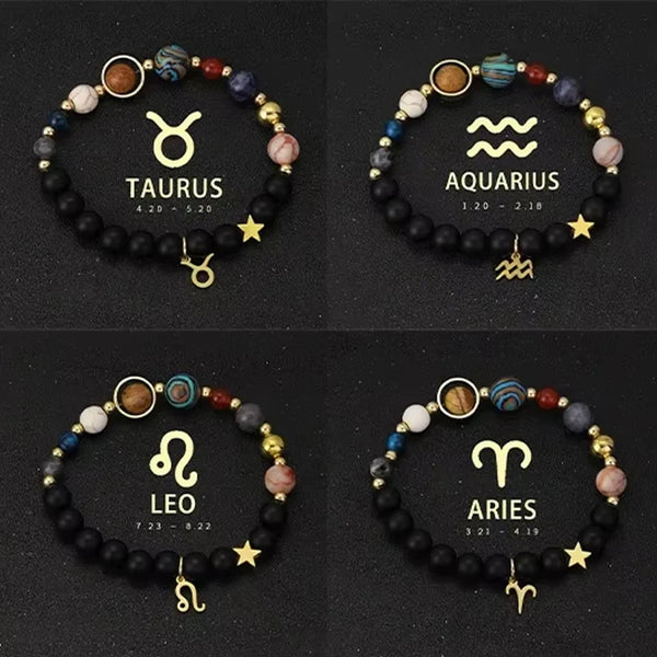 Bracelet en Pierre Naturel,  Astrologie et Galaxie
